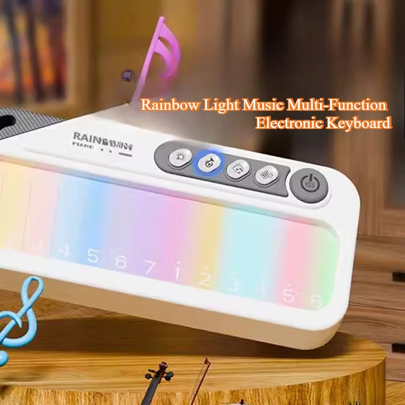 Glowing Rainbow Piano Keyboard Touchscreen Musical Toy with 13 Melodies Portable Electronic Music Toys for Kids Ages 3-6 thumbnail 3