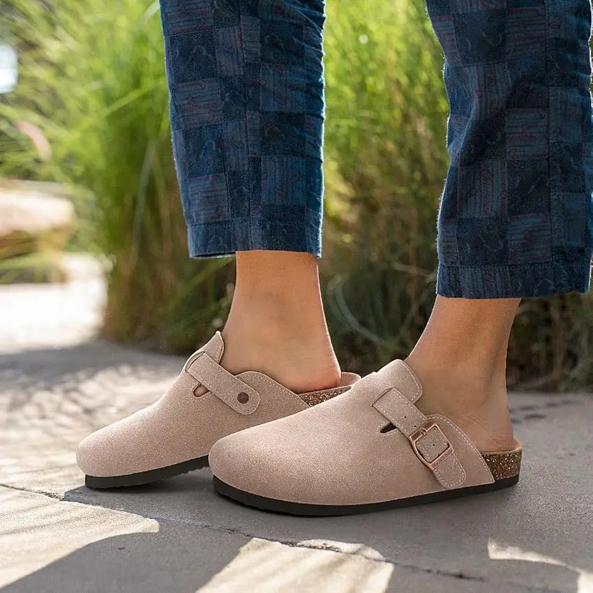 Comwarm Cork Clogs Slippers For Men Cow Suede Mules Fashion Women Clogs Cork Sandals With Arch Support Home Shoes Beach Slides thumbnail 2