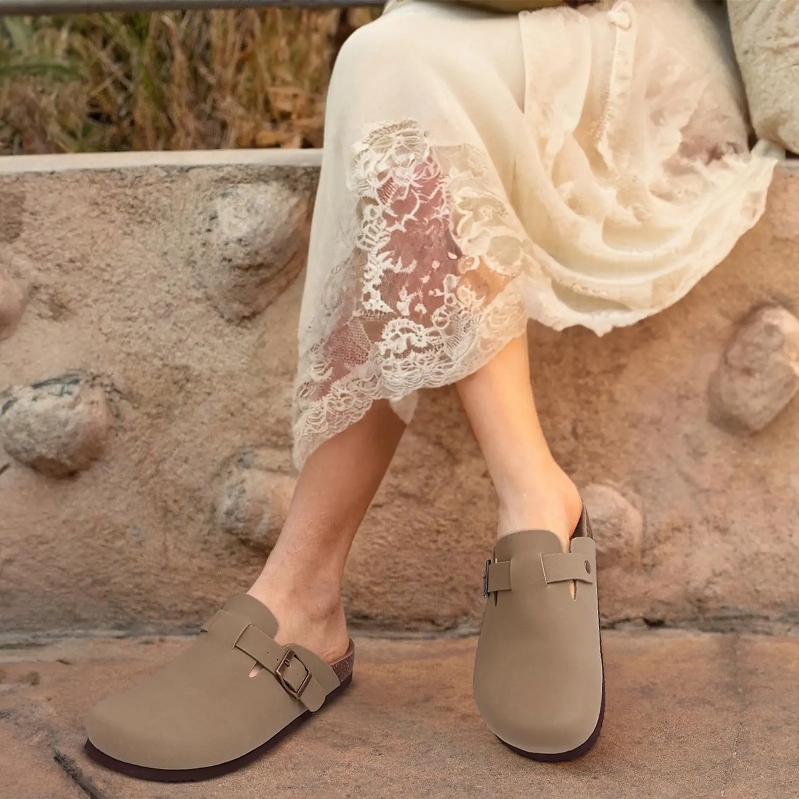 Comwarm Cork Clogs Slippers For Men Cow Suede Mules Fashion Women Clogs Cork Sandals With Arch Support Home Shoes Beach Slides thumbnail 4