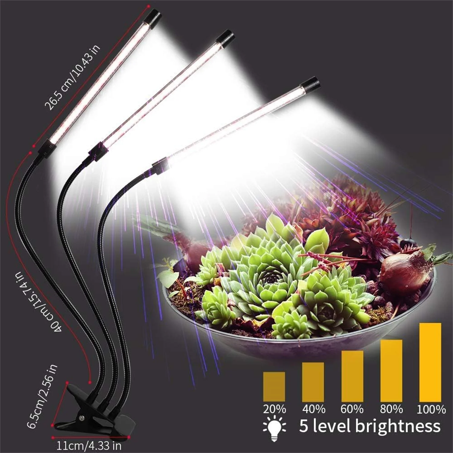 LED Plant Growth Lamp Three-Head Indoor Plant Growth Lamp Full Spectrum Plant Growth Lamp With Clip Seed Automatic Switch Timing thumbnail 4