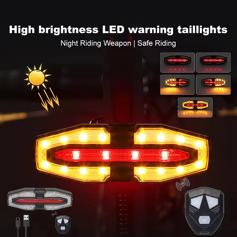 Turn Signal Bike Tail Lights Wireless Remote Control Bicycle Taillight Direction Indicator Rechargeable Road Cycling Rear Lamp thumbnail 4