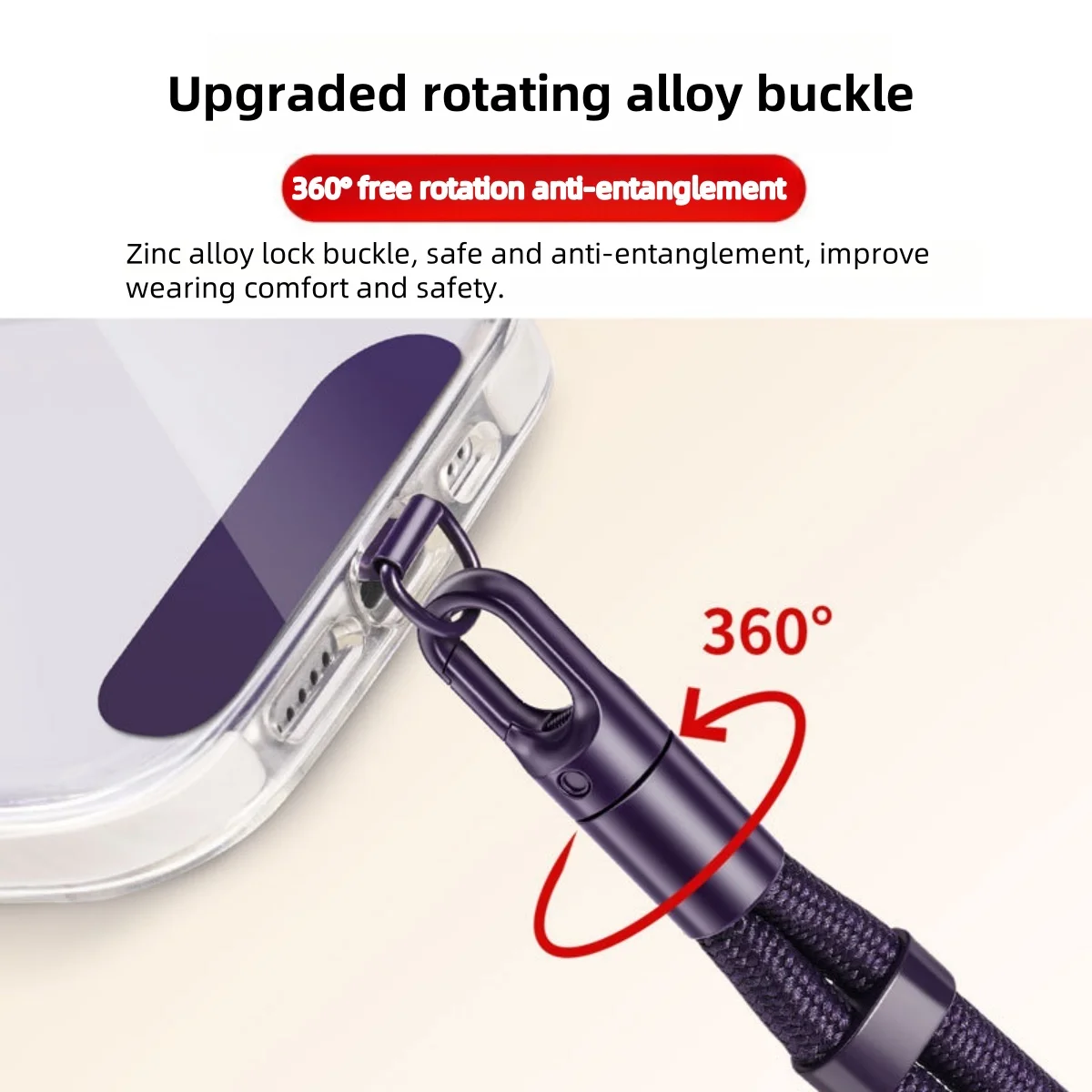 Universal Phone Lanyard with Clip Upgraded Anti-Drop 360° Rotation Adjustable Neck/Crossbody Strap for All Phone Cases thumbnail 4