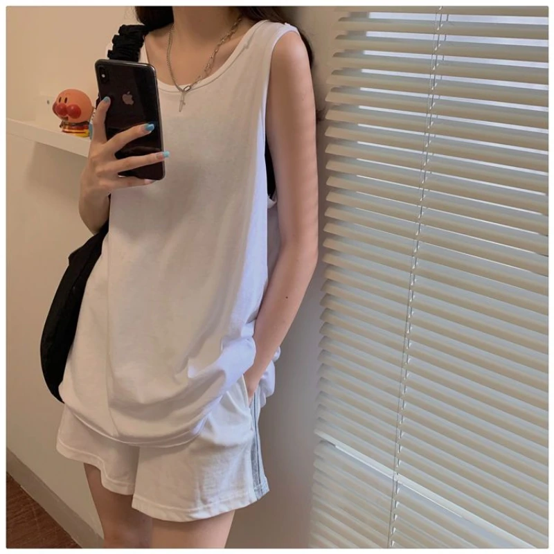 Simplicity Loose Sleeveless Korean Tanks Summer Solid Plus Size Street Casual All-match T Shirt Top Fashion Casual Women Clothes thumbnail 2