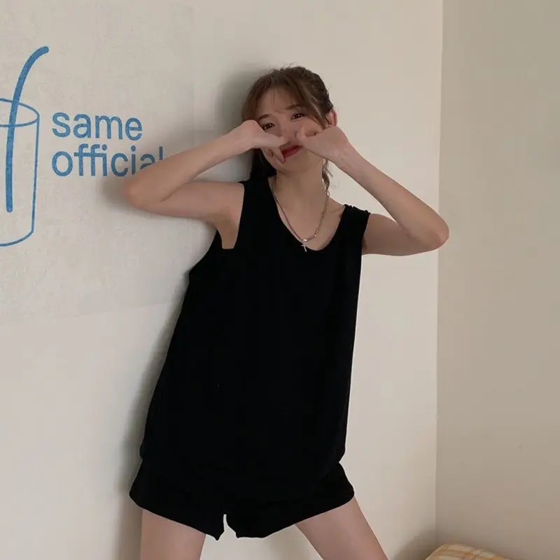 Simplicity Loose Sleeveless Korean Tanks Summer Solid Plus Size Street Casual All-match T Shirt Top Fashion Casual Women Clothes thumbnail 5