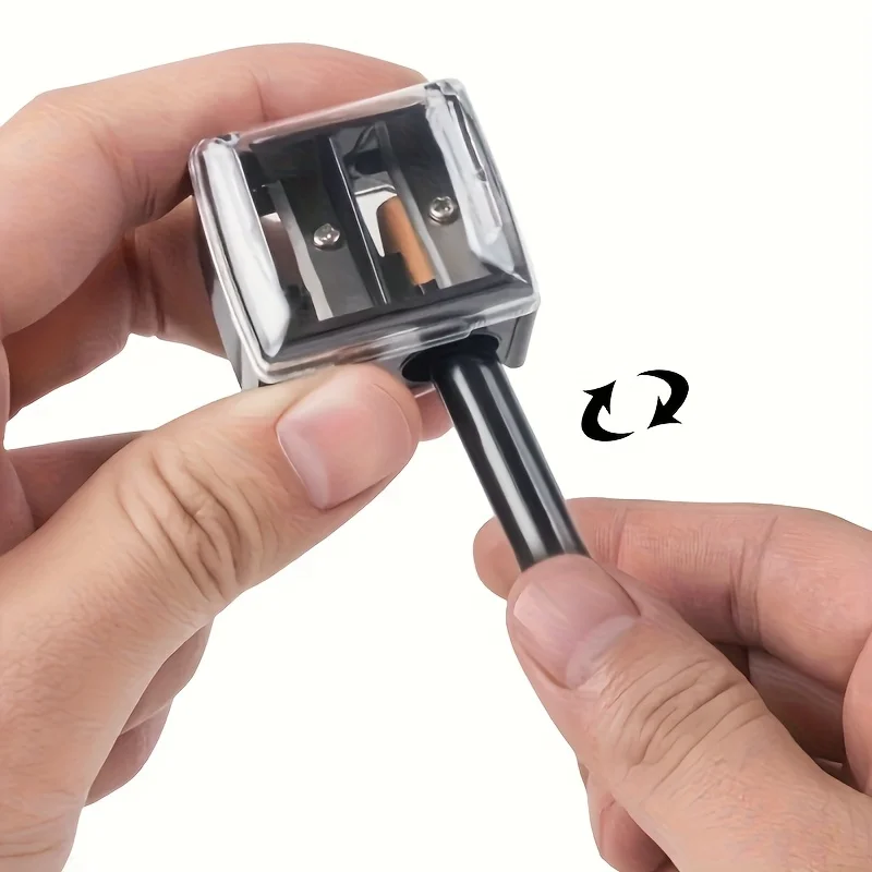 1PC Double Hole Pencil Sharpener Cosmetic Pencil Eyebrow Pencil Multi-purpose Automatic Pencil Sharpener, Office, School Supplie thumbnail 5