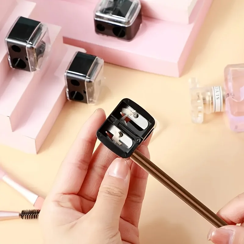 1PC Double Hole Pencil Sharpener Cosmetic Pencil Eyebrow Pencil Multi-purpose Automatic Pencil Sharpener, Office, School Supplie thumbnail 4