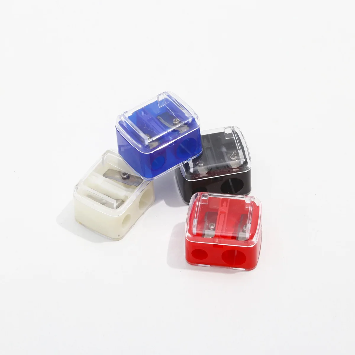 1PC Double Hole Pencil Sharpener Cosmetic Pencil Eyebrow Pencil Multi-purpose Automatic Pencil Sharpener, Office, School Supplie thumbnail 2