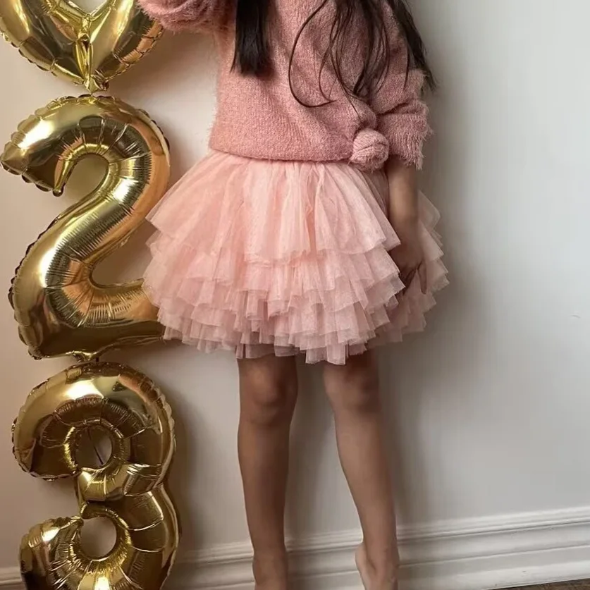 Hot Baby Girls Tulle Tutu Skirt Ballerina Pettiskirt Fluffy Children Ballet Skirts for Party Dance Princess Girl Tulle Clothes thumbnail 3