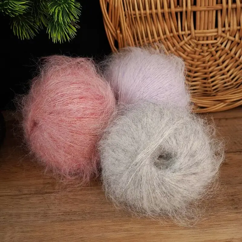 300g Colorful Long-Haired Alpaca Mohair Yarn, Handmade DIY Material, Knitting Needles, Autumn and Winter Fashion Women's Sweater, Coat, Shawl Yarn Ball, 1 Piece = 6 Pieces = 300 Grams thumbnail 3