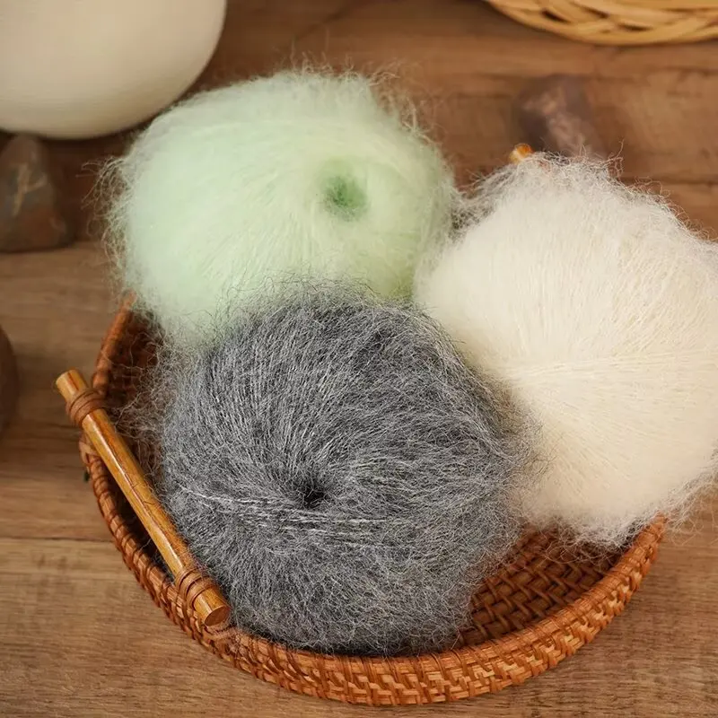 300g Colorful Long-Haired Alpaca Mohair Yarn, Handmade DIY Material, Knitting Needles, Autumn and Winter Fashion Women's Sweater, Coat, Shawl Yarn Ball, 1 Piece = 6 Pieces = 300 Grams thumbnail 2