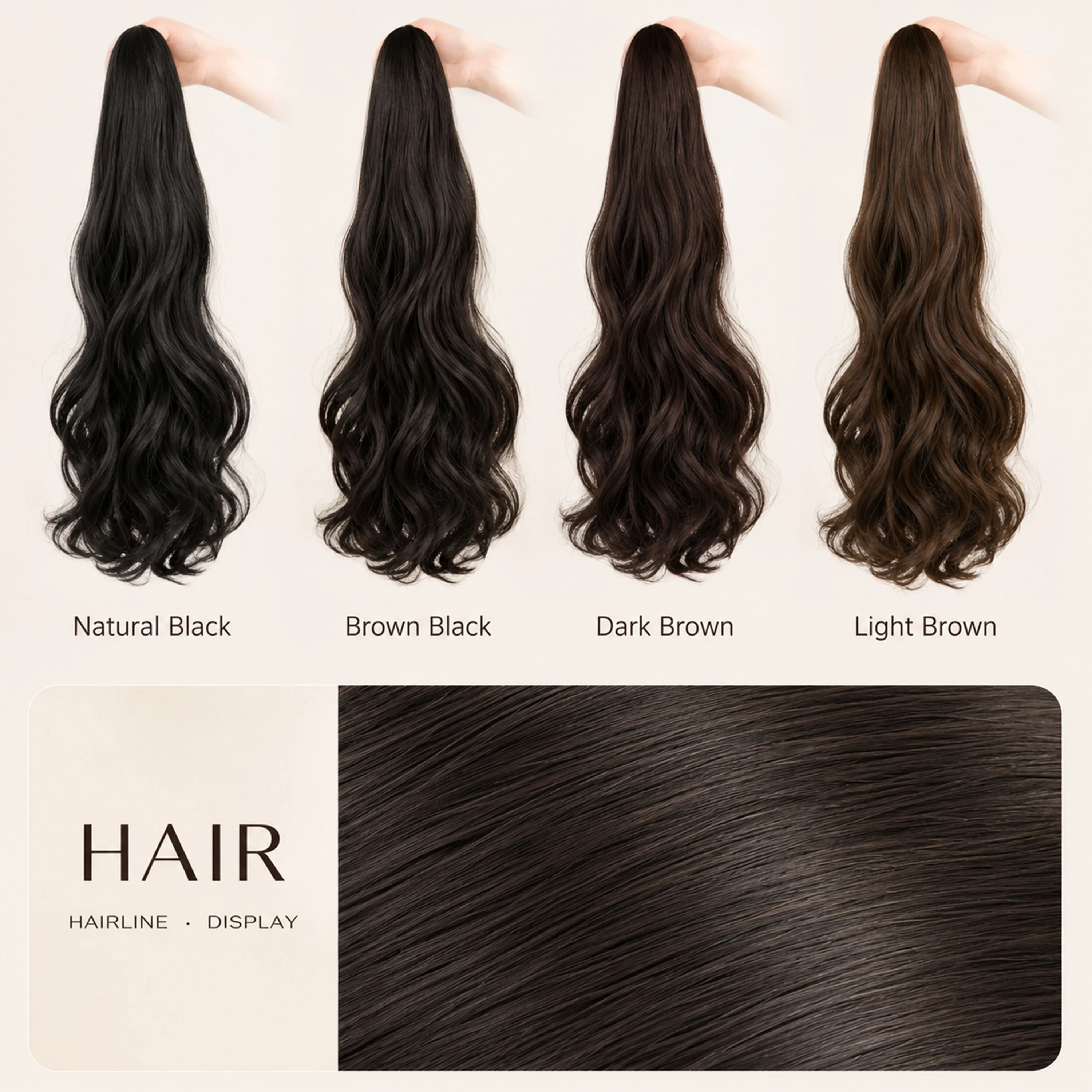 Synthetic Long Straight Claw Clip On Ponytail Hair Extensions 50cm Heat Resistant Pony Tail Hair piece For Women Daily Party thumbnail 4