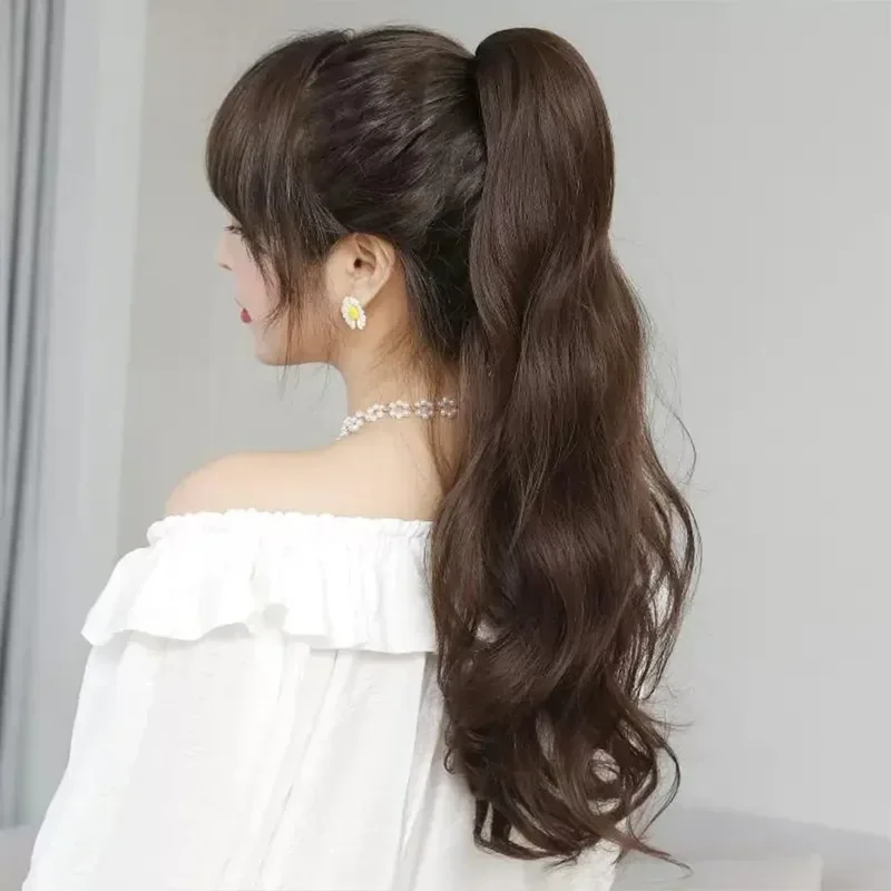 Synthetic Long Straight Claw Clip On Ponytail Hair Extensions 50cm Heat Resistant Pony Tail Hair piece For Women Daily Party thumbnail 6