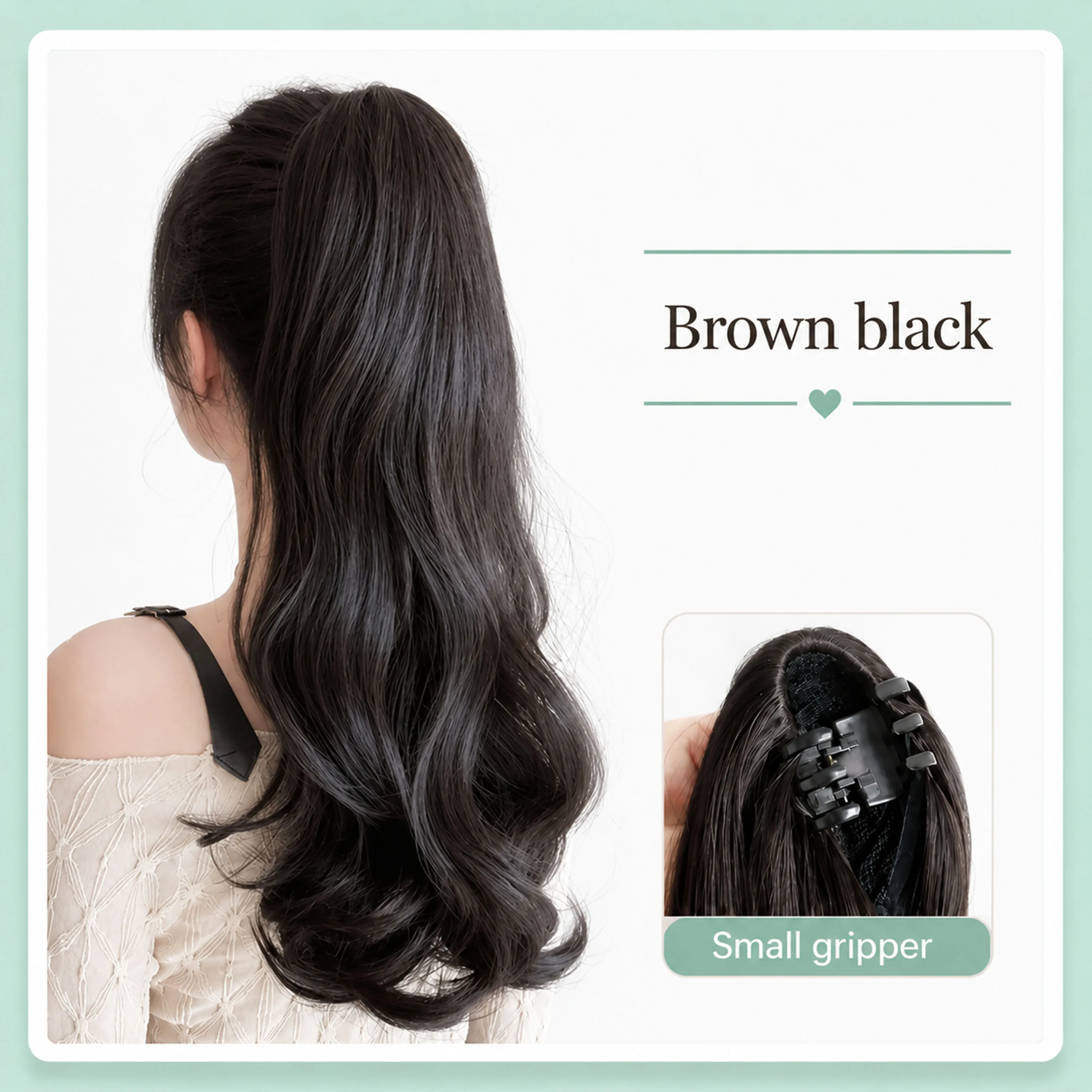 Synthetic Long Straight Claw Clip On Ponytail Hair Extensions 50cm Heat Resistant Pony Tail Hair piece For Women Daily Party thumbnail 5
