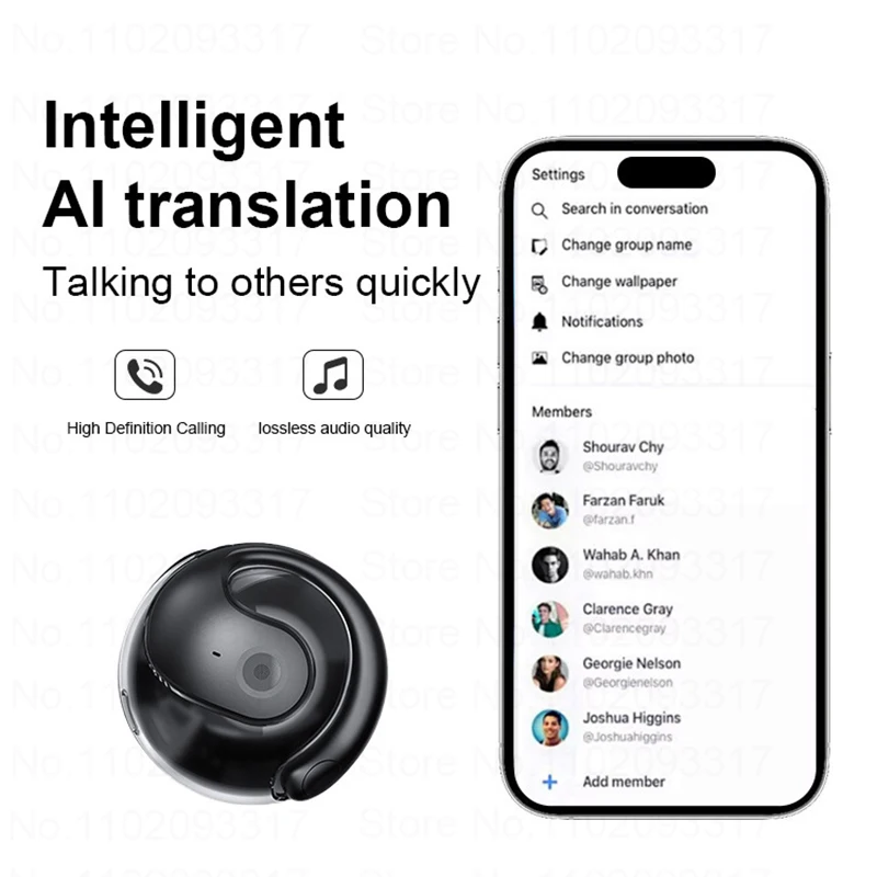 AI Real-time Language Translation Earphone Bluetooth TWS Smart Instant Scan Translator Device Wireless Headphone EarHook Earbuds thumbnail 2