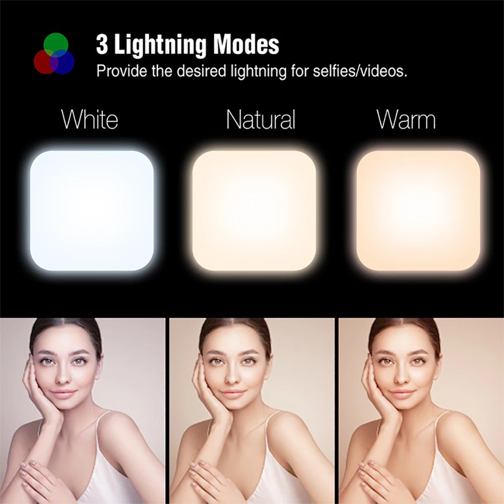 3 Modes Adjustable Brightness Portable Mini Selfie Fill Light Rechargeable Clip On For Phone Laptop Tablet Meeting Make Up thumbnail 4