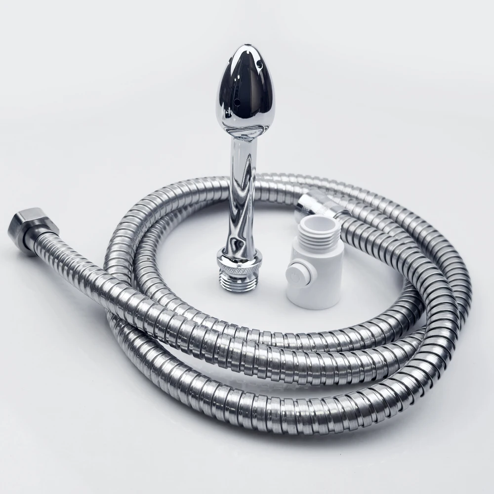 Metal Steel Douche Enema Syringe Anal Shower Head Beads Anal Cleaning Kit Butt Plug Attachment Nozzle Tip Couple Adult Sex Toys thumbnail 4
