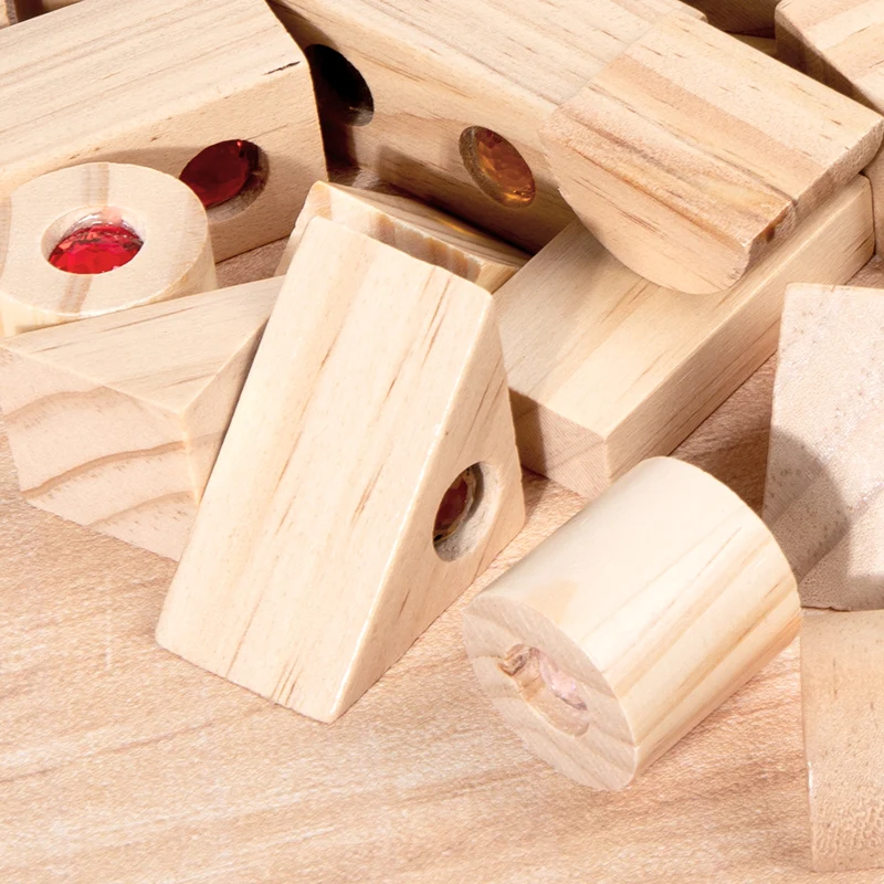 Kids Wooden DIY Blocks Sparkling Acrylic Toy Montessori Rainbow Gem Stacking Blocks Colorful Educational Wooden Creative Toys thumbnail 3