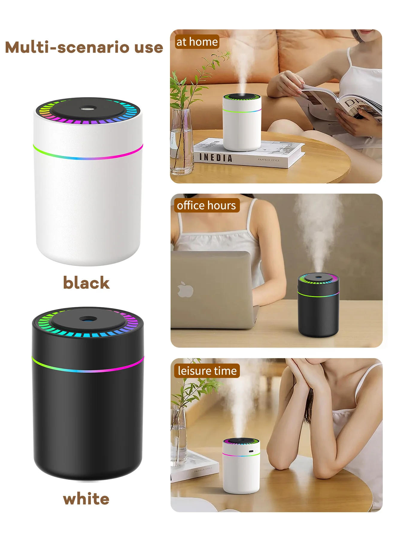 180ml Aromatherapy diffuser Humidifier Aromatherapy essential oil Air purifier Sleeping car carrying home LED 7 color light thumbnail 4