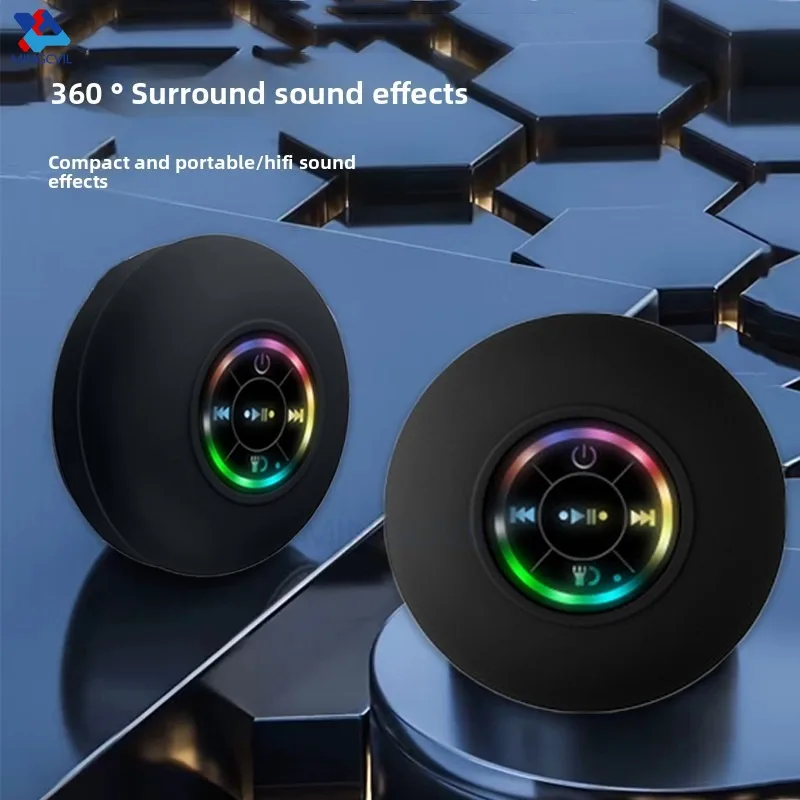 Mini Portable MINGCVIL Bluetooth Audio IPX4 Waterproof Led Lights Bathroom Outdoor Large Suction Cup Can Adsorbed Wall Speaker thumbnail 5