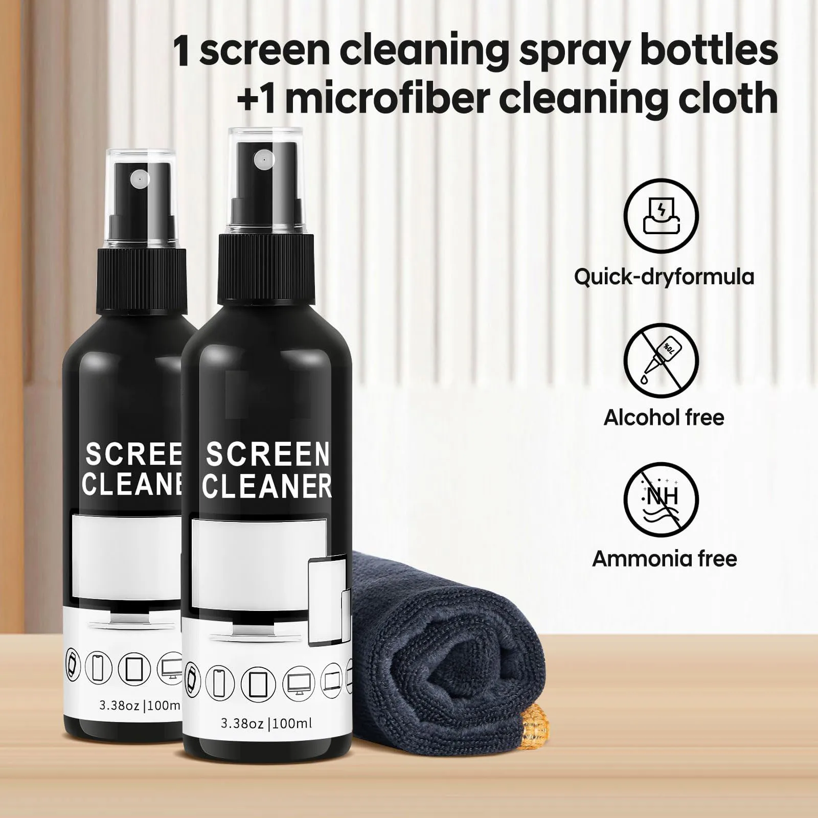 Screen Cleaner Spray Kit-Glass Cleaner Spray and Microfiber Cleaning Cloth,Suitable for a variety of Glass,Glasses,Camera Lenses thumbnail 5