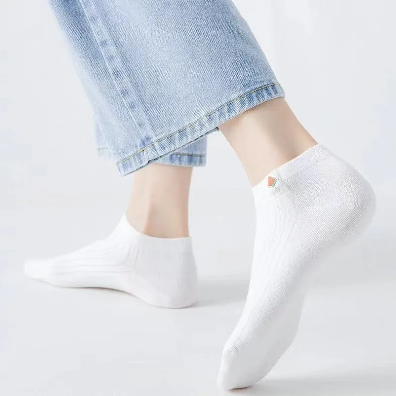 6 Pairs/Pack Ankle Socks Women 100% Cotton Invisible Sweat-absorbing Girls Low Tube Boat Socks EU 36-40  white socks thumbnail 4