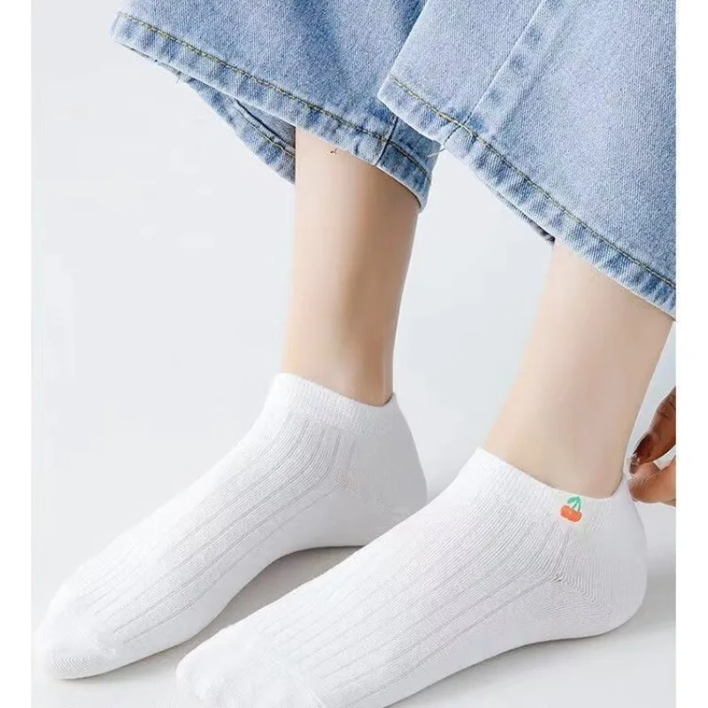 6 Pairs/Pack Ankle Socks Women 100% Cotton Invisible Sweat-absorbing Girls Low Tube Boat Socks EU 36-40  white socks thumbnail 6