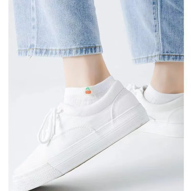 6 Pairs/Pack Ankle Socks Women 100% Cotton Invisible Sweat-absorbing Girls Low Tube Boat Socks EU 36-40  white socks thumbnail 5