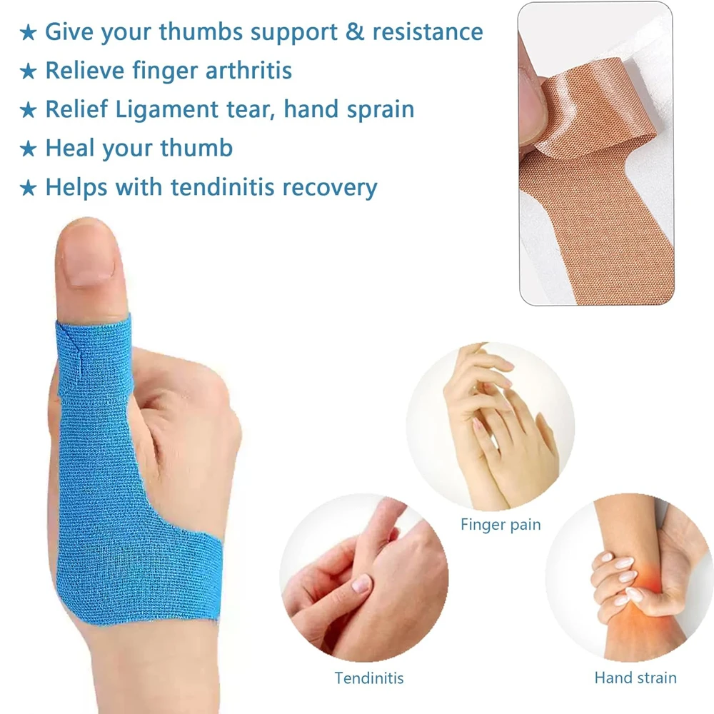 10PC Precut Thumb Support Tape,Self Adhesive Toe Kinesiology Patches Finger Bandages Supplies for Sport Housework thumbnail 6