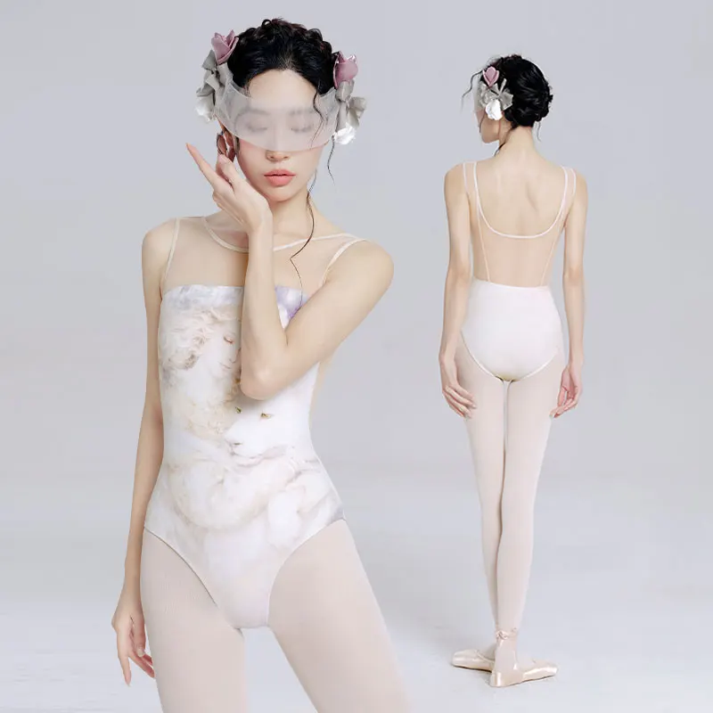 Women Ballet Leotard Printing Sleeveless Vest Dance Leotard Adult Ballet Bodysuit thumbnail 4