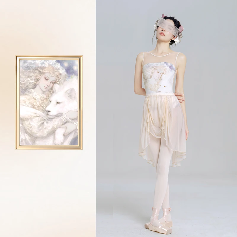 Women Ballet Leotard Printing Sleeveless Vest Dance Leotard Adult Ballet Bodysuit thumbnail 6
