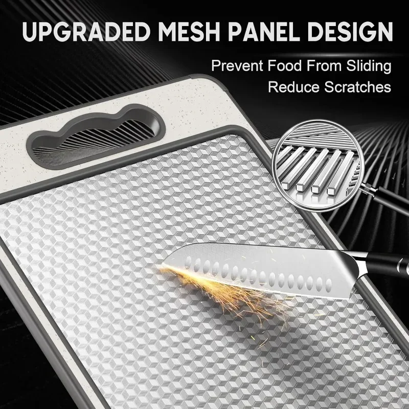 Stainless Stee Cutting Board Set,Double SidedKitchen Chopping Boards,Titanium-Finish,Dishwasher Safe, Meat and Veggies