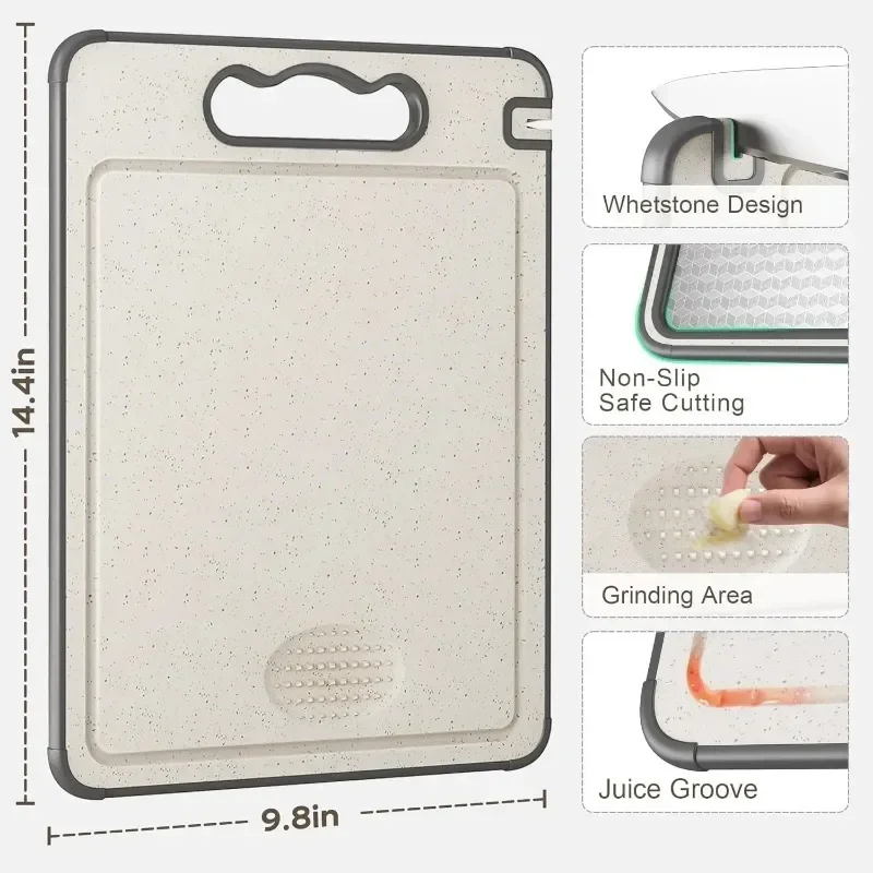 Stainless Stee Cutting Board Set,Double SidedKitchen Chopping Boards,Titanium-Finish,Dishwasher Safe, Meat and Veggies thumbnail 6
