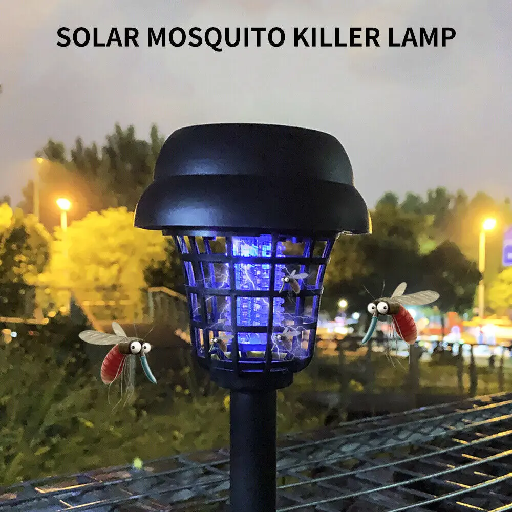 4pcs Solar Mosquito Killer Lamps 2 in 1 Bug Zapper Home Outdoor Waterproof Garden Lawn Camping Repellent Fly Trap Lights thumbnail 3