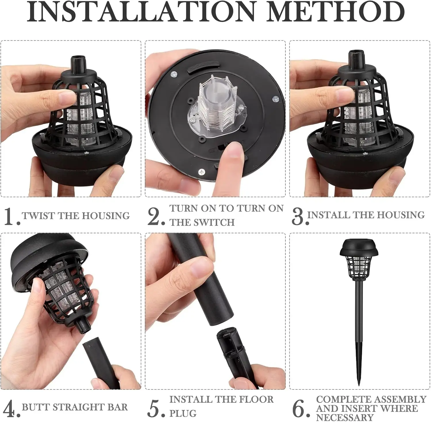 4pcs Solar Mosquito Killer Lamps 2 in 1 Bug Zapper Home Outdoor Waterproof Garden Lawn Camping Repellent Fly Trap Lights thumbnail 5