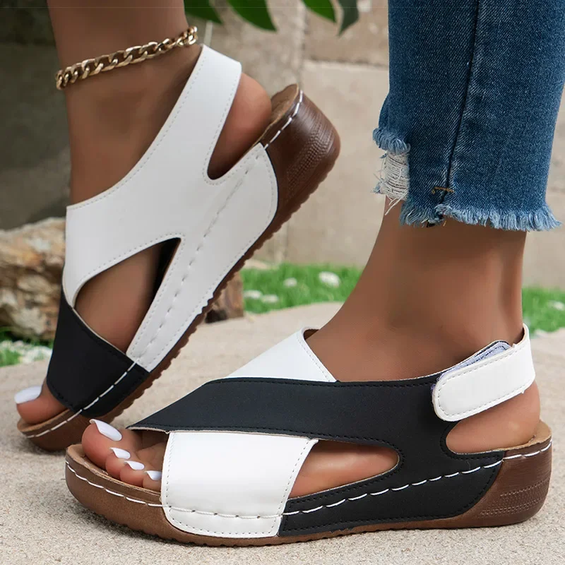 Women's Sandals Soft Heels Sandals Women Peep Toe Summer Shoes Lightweight Wedges Heeled Shoes Woman Footwear Summer Sandals thumbnail 3