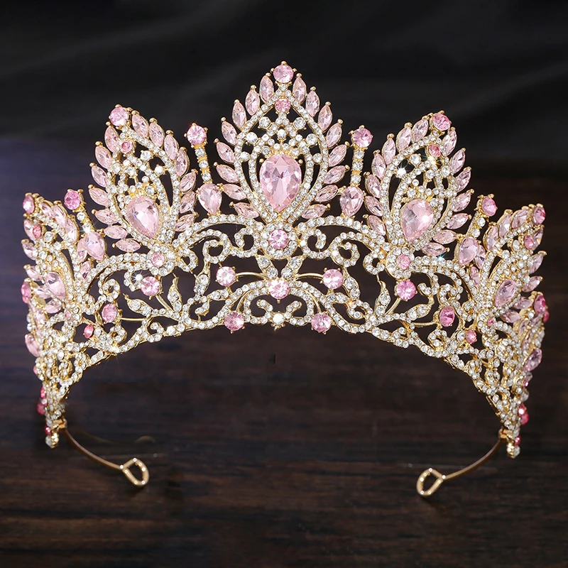 Royal Queen Purple Crown Big Diadem Bride Tiara Elegant Bridal Wedding Party Princess Crown Hair Accessory for Women thumbnail 3