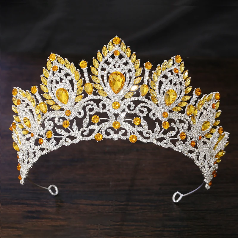 Royal Queen Purple Crown Big Diadem Bride Tiara Elegant Bridal Wedding Party Princess Crown Hair Accessory for Women thumbnail 6