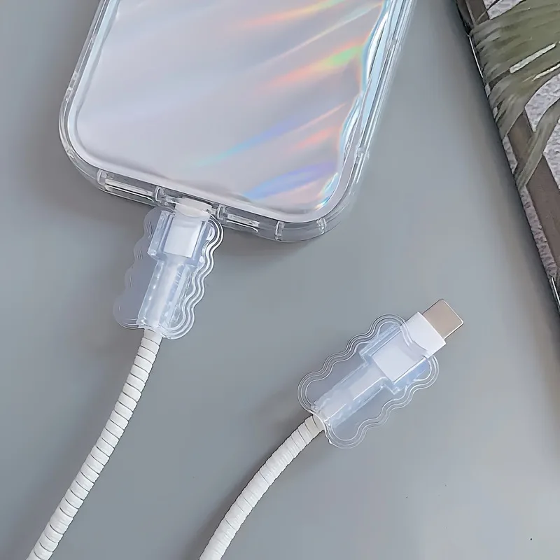 2pcs Data Cable Protector Sleeves Anti-Breakage Cord Saver Mobile Phone Accessory Flexible Cord Management thumbnail 4