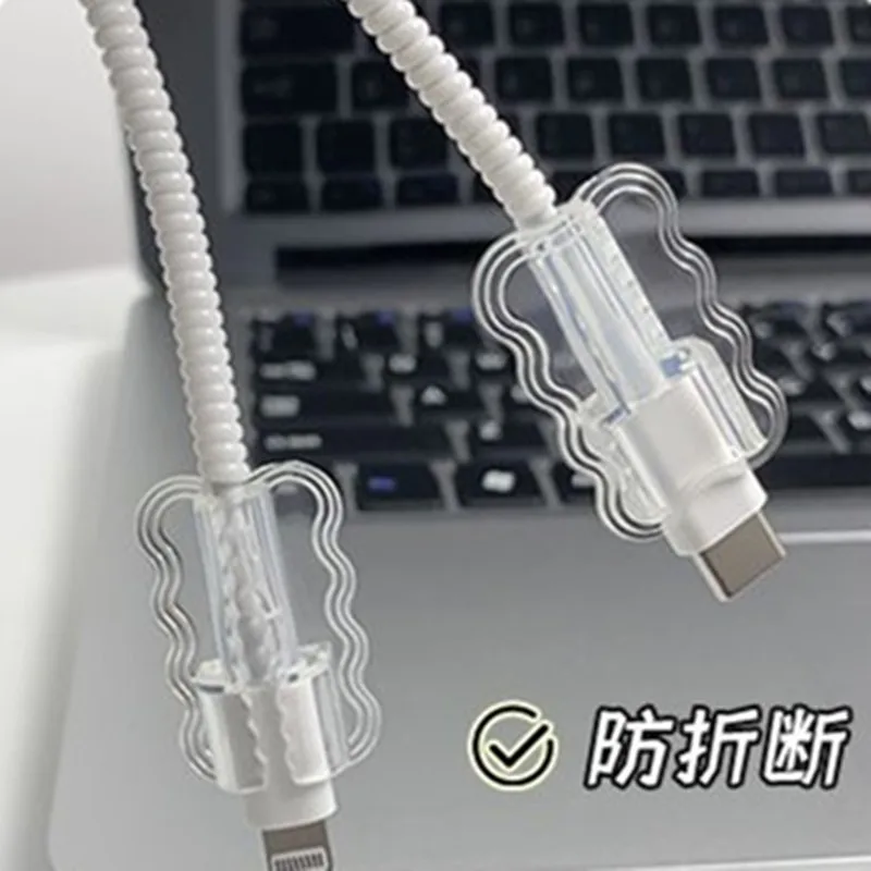2pcs Data Cable Protector Sleeves Anti-Breakage Cord Saver Mobile Phone Accessory Flexible Cord Management thumbnail 5