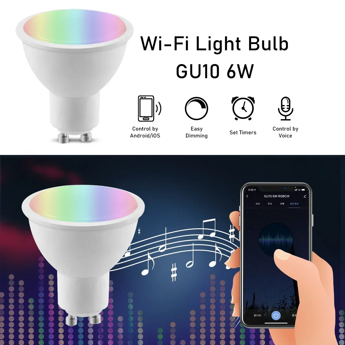 Tuya GU10 LED Bulb Rgb Smart Light Dimmable Gu10 6W WW CW Wifi Led Magic Lamp AC 110V 220V 110V Work with Alexa Google Home thumbnail 6