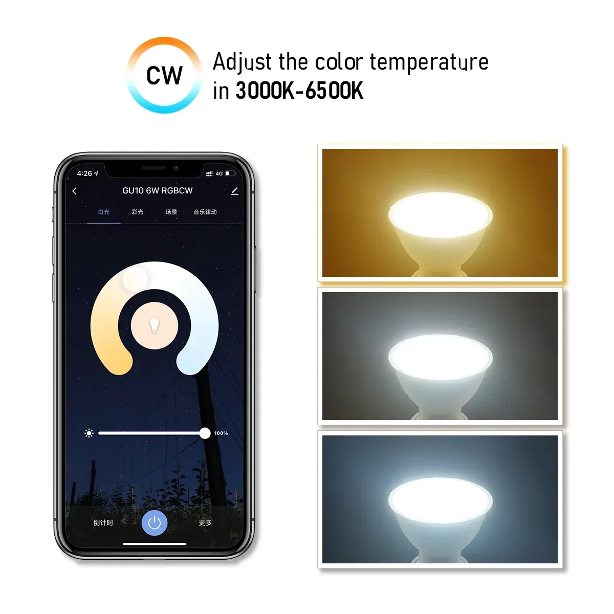 Tuya GU10 LED Bulb Rgb Smart Light Dimmable Gu10 6W WW CW Wifi Led Magic Lamp AC 110V 220V 110V Work with Alexa Google Home thumbnail 4