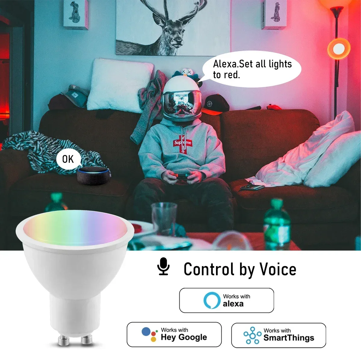 Tuya GU10 LED Bulb Rgb Smart Light Dimmable Gu10 6W WW CW Wifi Led Magic Lamp AC 110V 220V 110V Work with Alexa Google Home thumbnail 5