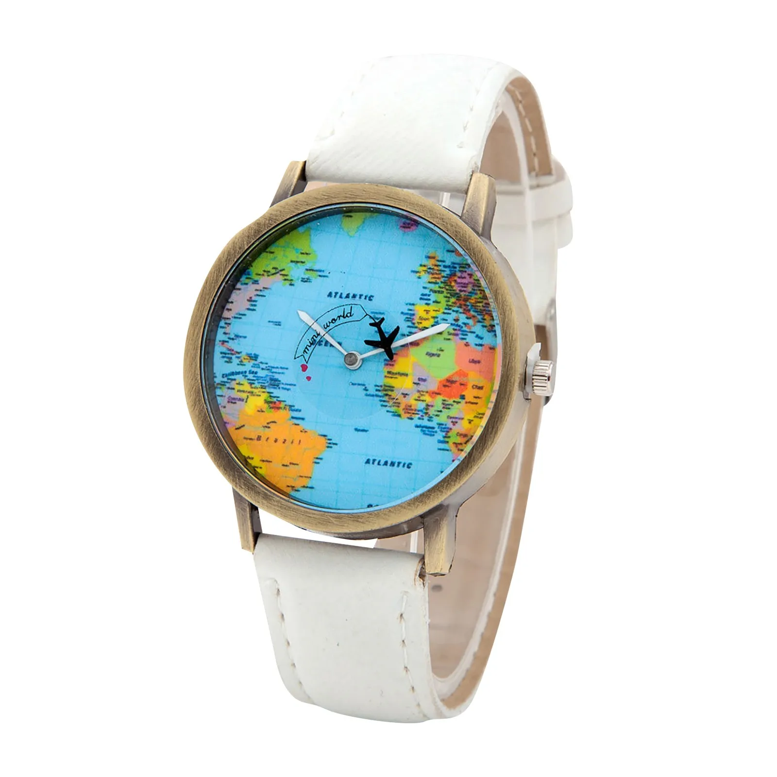 Fashion Global World Map Plane Denim Fabric Band Watch Casual Men Women Wristwatches Quartz Watch Gift Horloges Relógio thumbnail 5