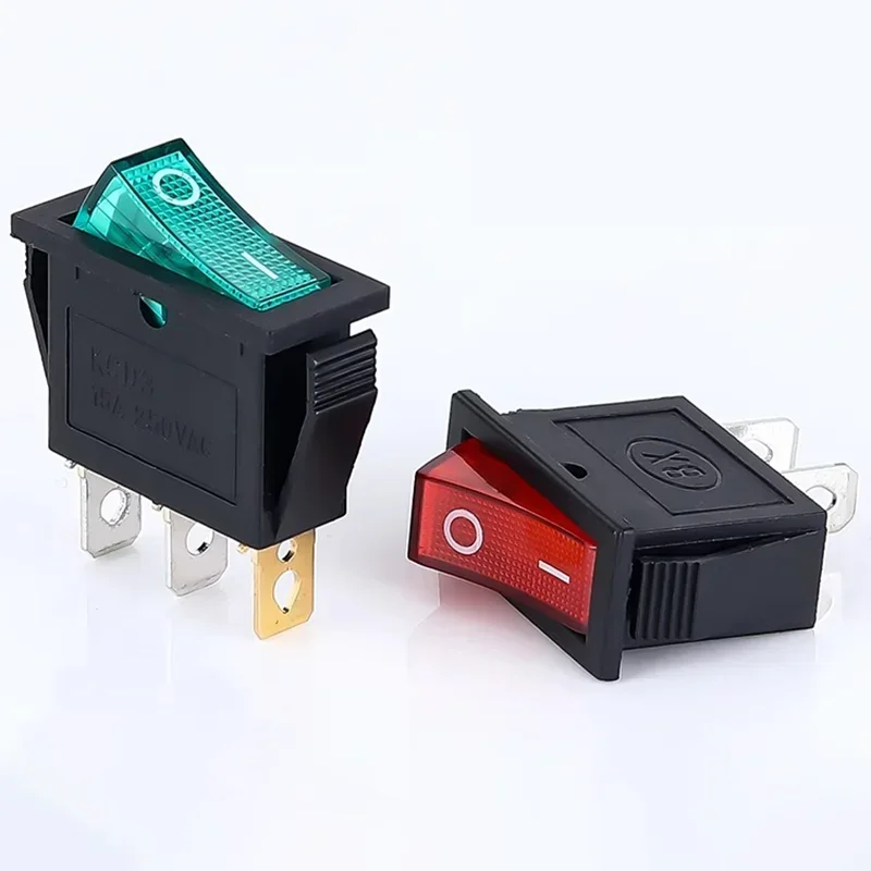 5/20Pcs KCD3 Rocker Switch ON-OFF 2Pin 3Pin Electric Push Switch with LED Light/Red Dot Switches 14x31mm thumbnail 3