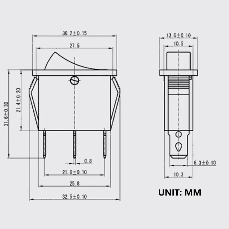 5/20Pcs KCD3 Rocker Switch ON-OFF 2Pin 3Pin Electric Push Switch with LED Light/Red Dot Switches 14x31mm thumbnail 4