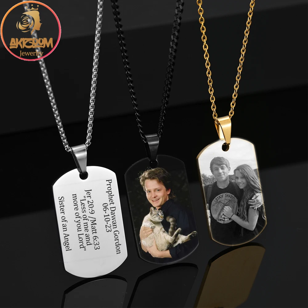 Personalized Engrave Name Picture Necklace Stainless Steel Custom Memorial Photo Pendant For Women Man Anniversary Jewelry Gift