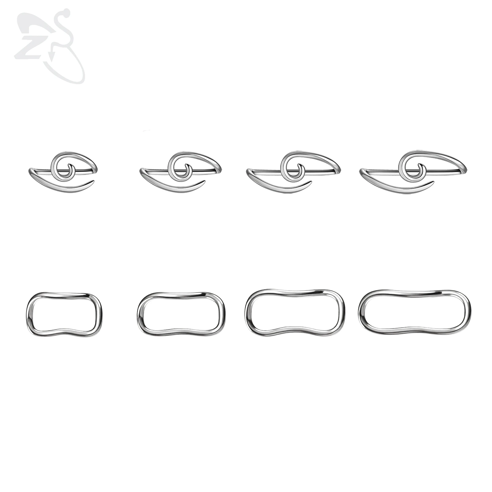 ZS 1PC 16G 925 Silver Inner Hook Outer Hook Eyebrow Ring Spiral Bridge Nose Stud Helix Earring Gold Color Cartilage Piercing thumbnail 2