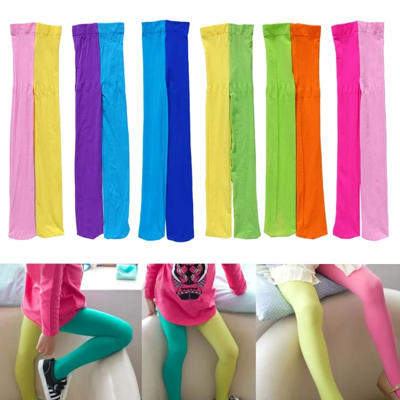 3-12Y Candy Color Mixed Tights for girls Patchwork Baby Kids Stretch Trouser Skinny Kawaii Pants Dance Tights Pantyhose Stocking