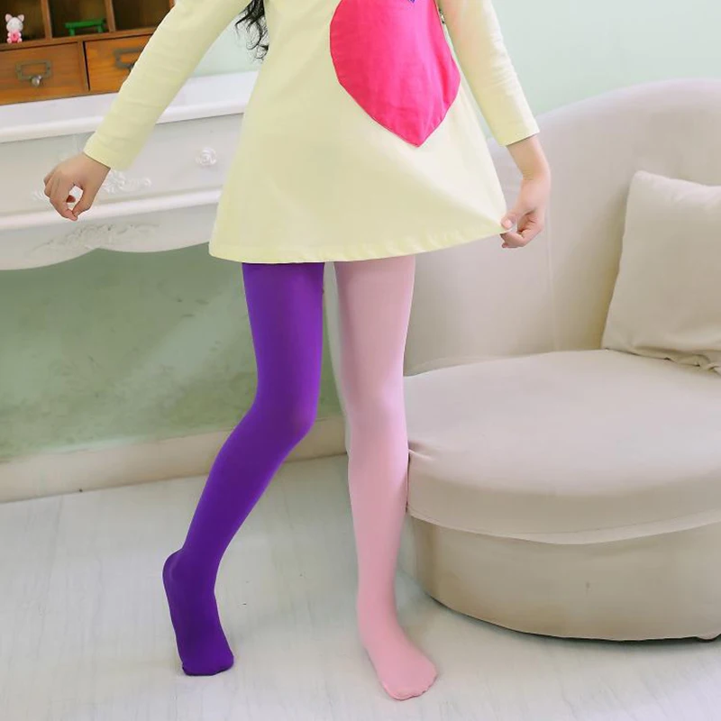 3-12Y Candy Color Mixed Tights for girls Patchwork Baby Kids Stretch Trouser Skinny Kawaii Pants Dance Tights Pantyhose Stocking thumbnail 2