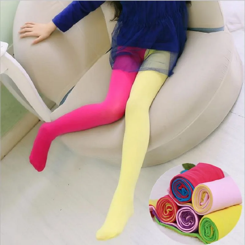 3-12Y Candy Color Mixed Tights for girls Patchwork Baby Kids Stretch Trouser Skinny Kawaii Pants Dance Tights Pantyhose Stocking thumbnail 4